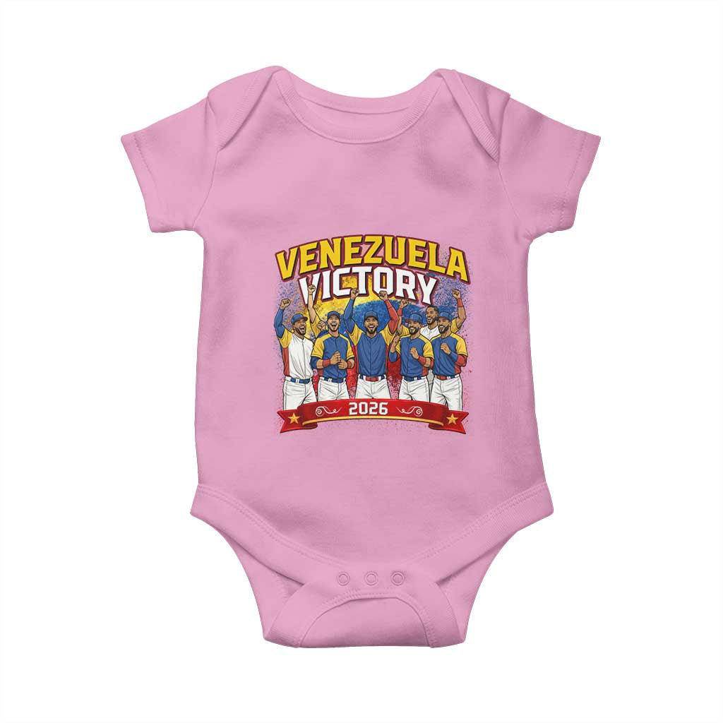 Venezuela Baseball Victory Baby Onesie Venezuelan Pride Gift TS12 Light Pink Print Your Wear