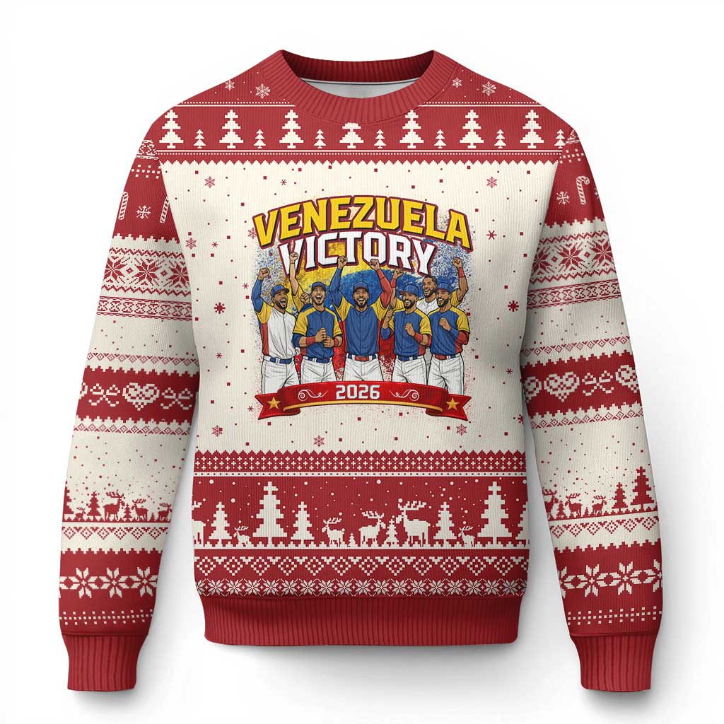 Venezuela Baseball Victory Ugly Christmas Sweater Venezuelan Pride Gift TS12 Beige Red Print Your Wear