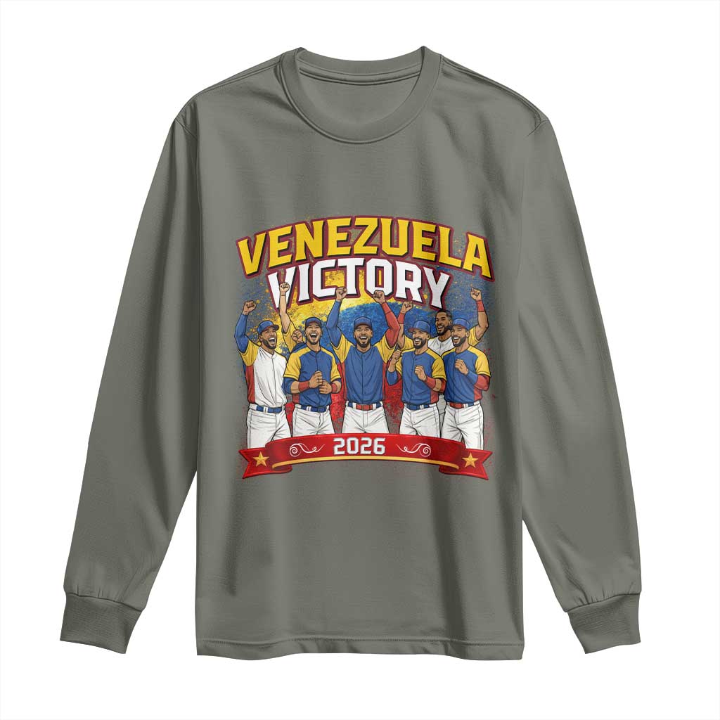 Venezuela Baseball Victory Long Sleeve Shirt Venezuelan Pride Gift TS12 Military Green Print Your Wear