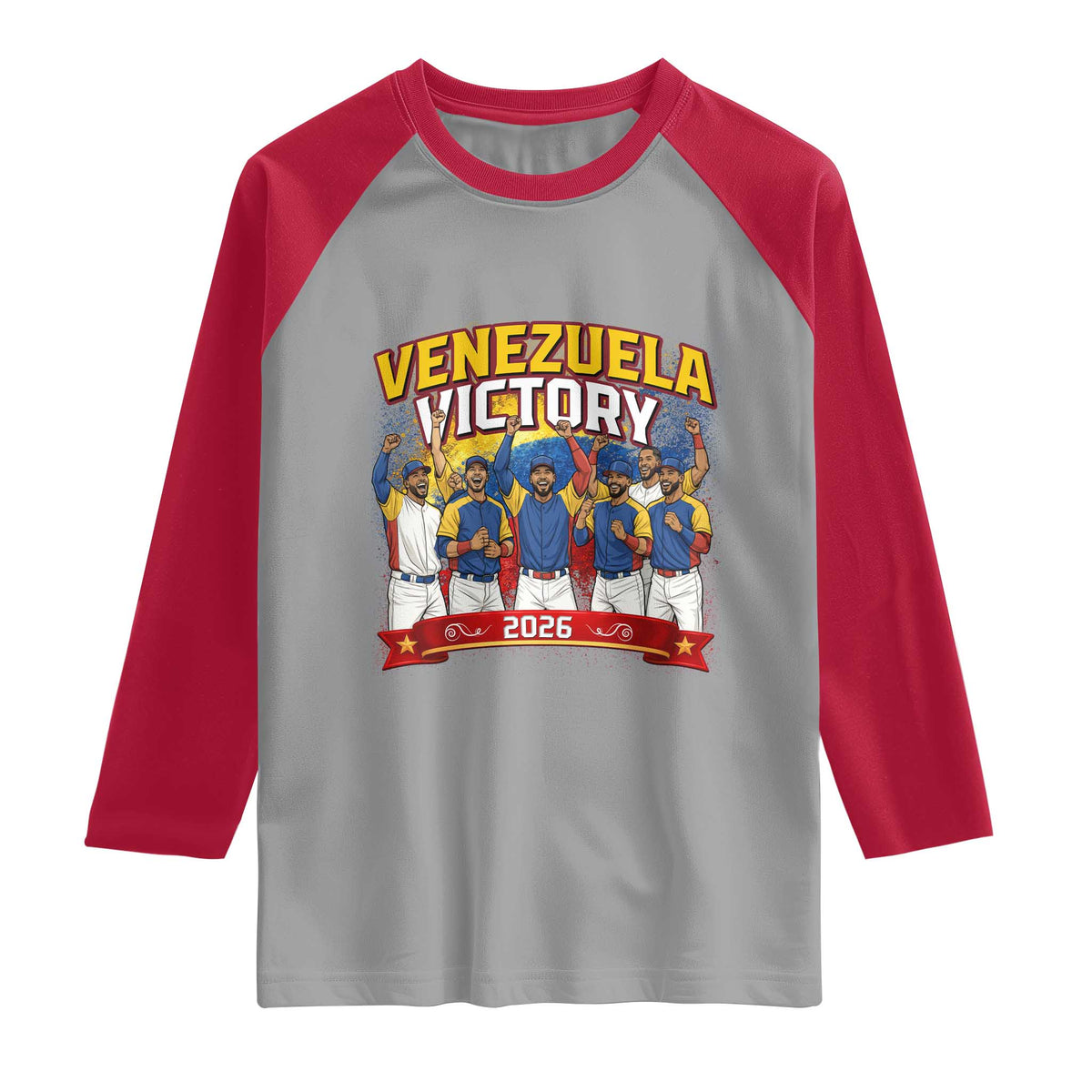 Venezuela Baseball Victory Raglan Shirt Venezuelan Pride Gift TS12 Sport Gray Red Print Your Wear