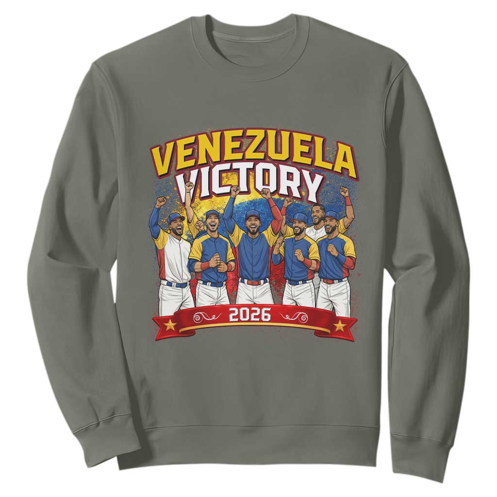 Venezuela Baseball Victory Sweatshirt Venezuelan Pride Gift TS12 Military Green Print Your Wear