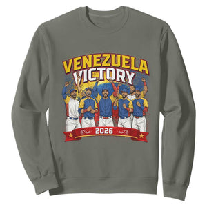 Venezuela Baseball Victory Sweatshirt Venezuelan Pride Gift TS12 Military Green Print Your Wear