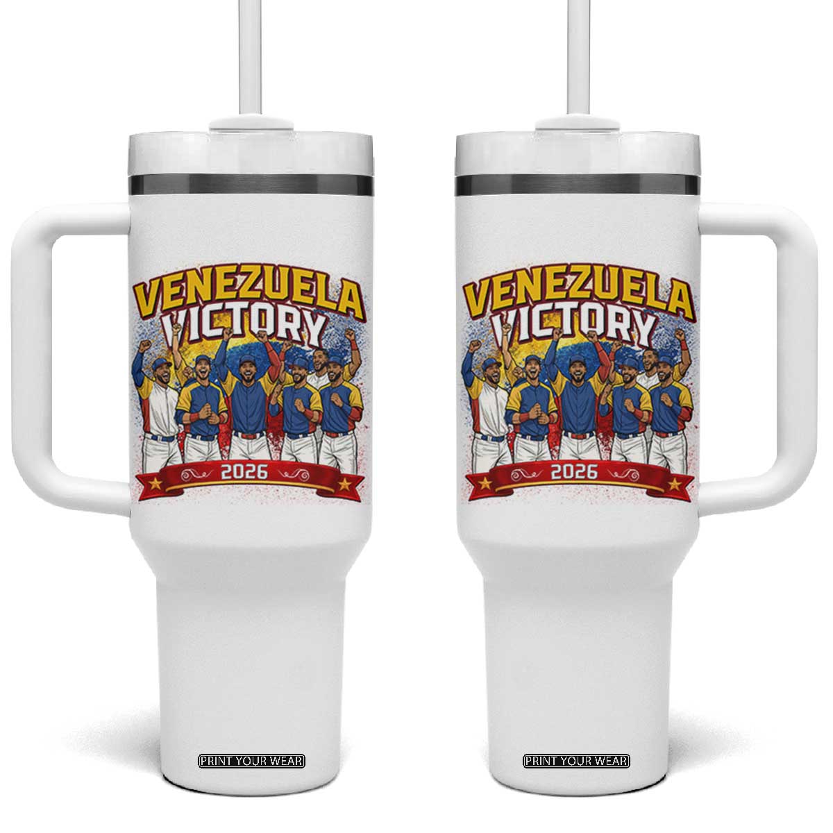 Venezuela Baseball Victory Tumbler With Handle Venezuelan Pride Gift TS12 One Size: 40 oz White Print Your Wear