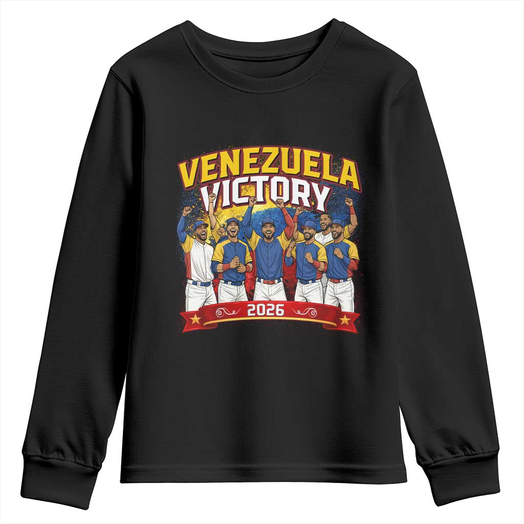 Venezuela Baseball Victory Youth Sweatshirt Venezuelan Pride Gift TS12 Black Print Your Wear