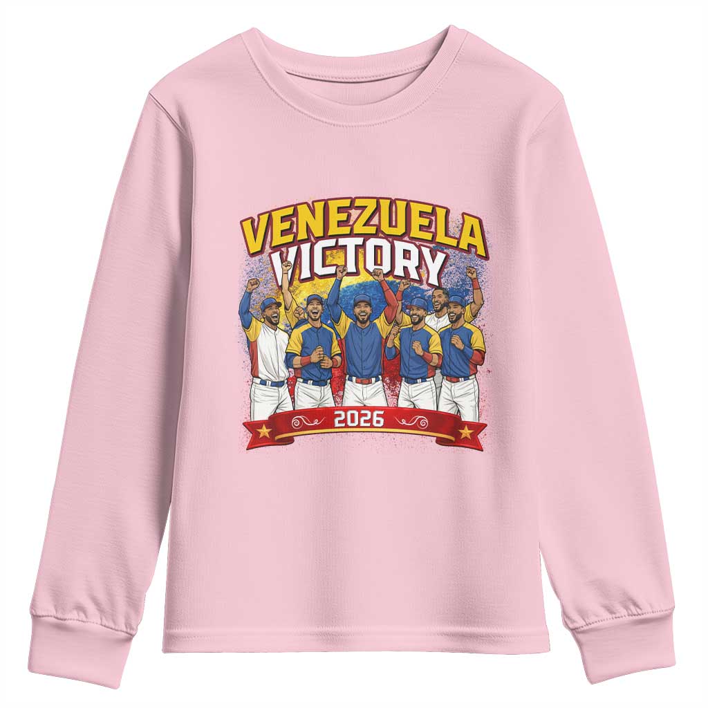 Venezuela Baseball Victory Youth Sweatshirt Venezuelan Pride Gift TS12 Light Pink Print Your Wear
