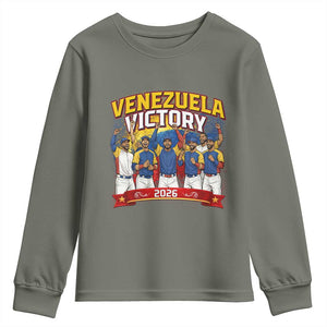Venezuela Baseball Victory Youth Sweatshirt Venezuelan Pride Gift TS12 Military Green Print Your Wear