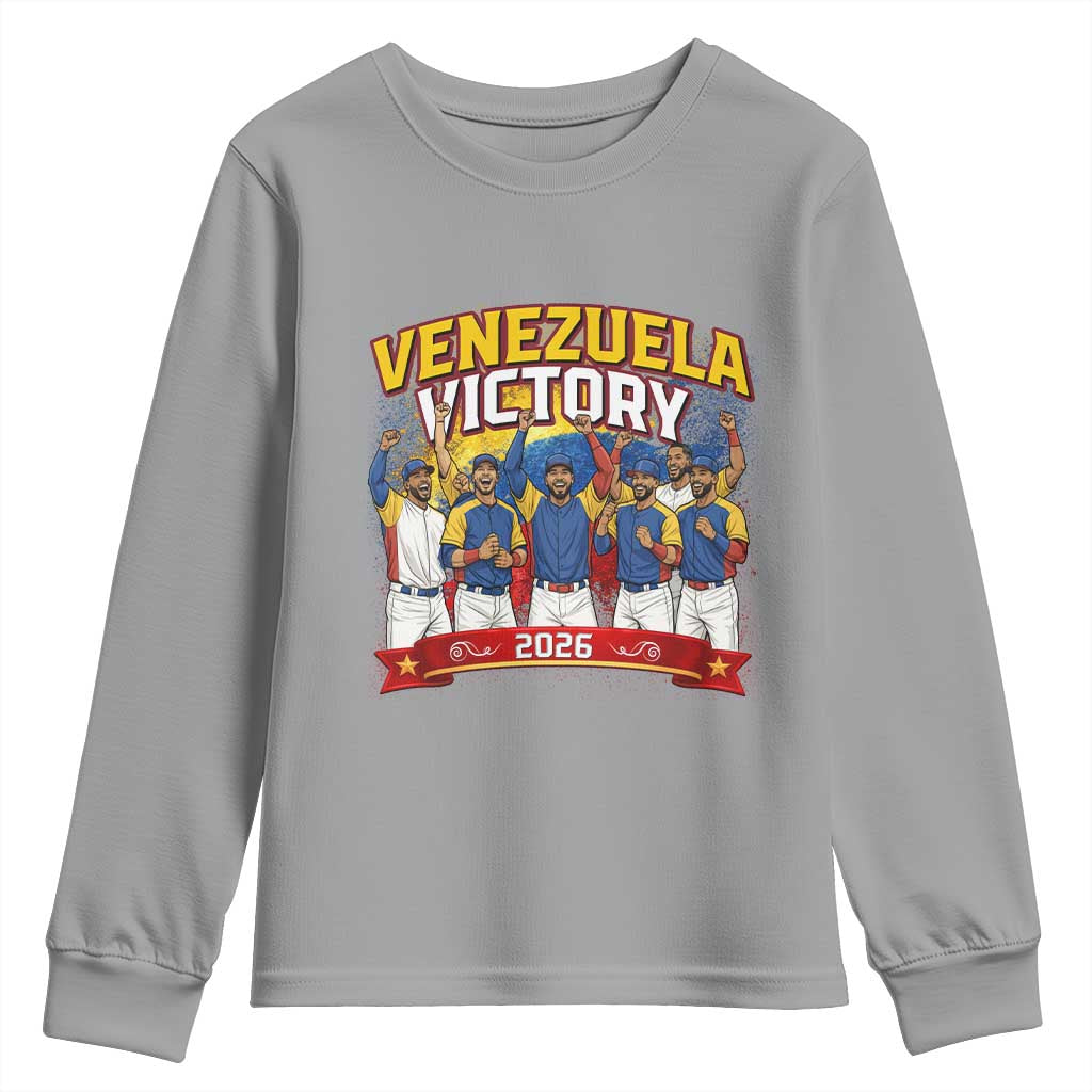 Venezuela Baseball Victory Youth Sweatshirt Venezuelan Pride Gift TS12 Sport Gray Print Your Wear