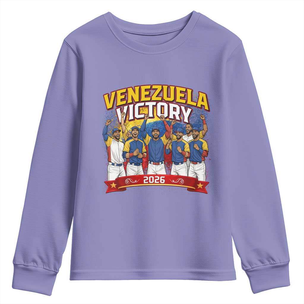 Venezuela Baseball Victory Youth Sweatshirt Venezuelan Pride Gift TS12 Violet Print Your Wear