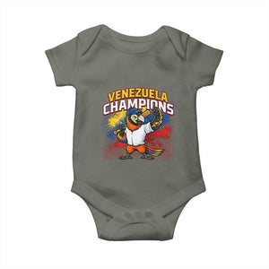 Venezuela Baseball Champions Baby Onesie Troupial Bird Patriotic Pride TS12 Military Green Print Your Wear