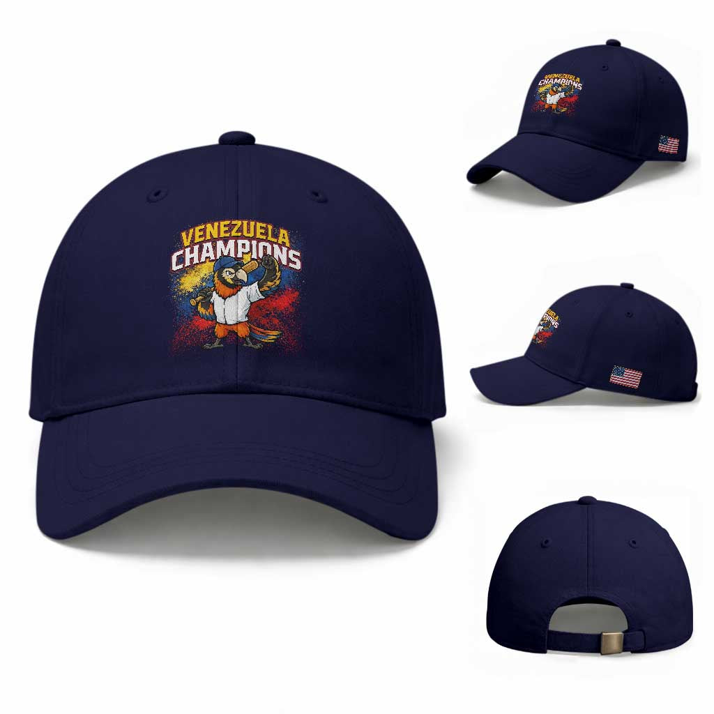 Venezuela Baseball Champions Baseball Cap Troupial Bird Patriotic Pride TS12 Baseball Cap Universal Fit Navy Print Your Wear