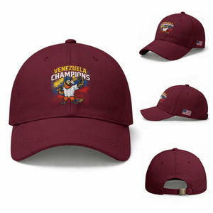 Venezuela Baseball Champions Baseball Cap Troupial Bird Patriotic Pride TS12 Baseball Cap Universal Fit Maroon Print Your Wear
