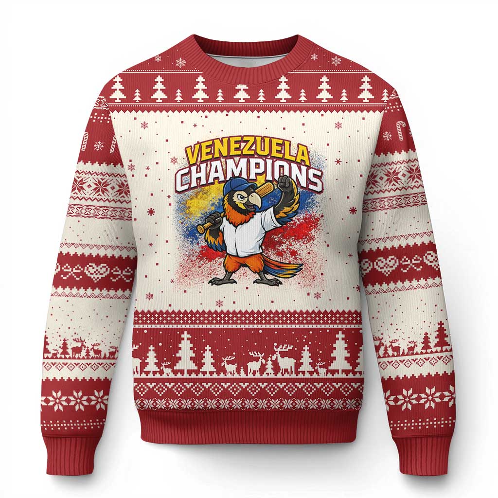 Venezuela Baseball Champions Ugly Christmas Sweater Troupial Bird Patriotic Pride TS12 Beige Red Print Your Wear