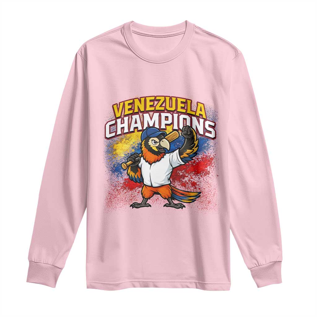 Venezuela Baseball Champions Long Sleeve Shirt Troupial Bird Patriotic Pride TS12 Light Pink Print Your Wear