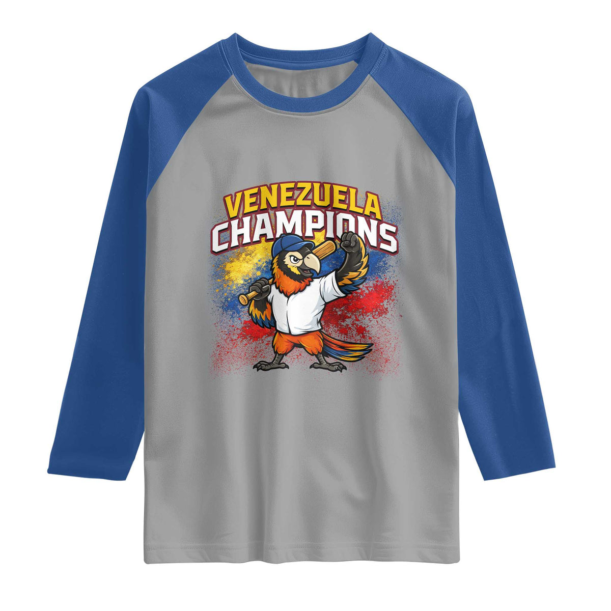 Venezuela Baseball Champions Raglan Shirt Troupial Bird Patriotic Pride TS12 Sport Gray Royal Print Your Wear