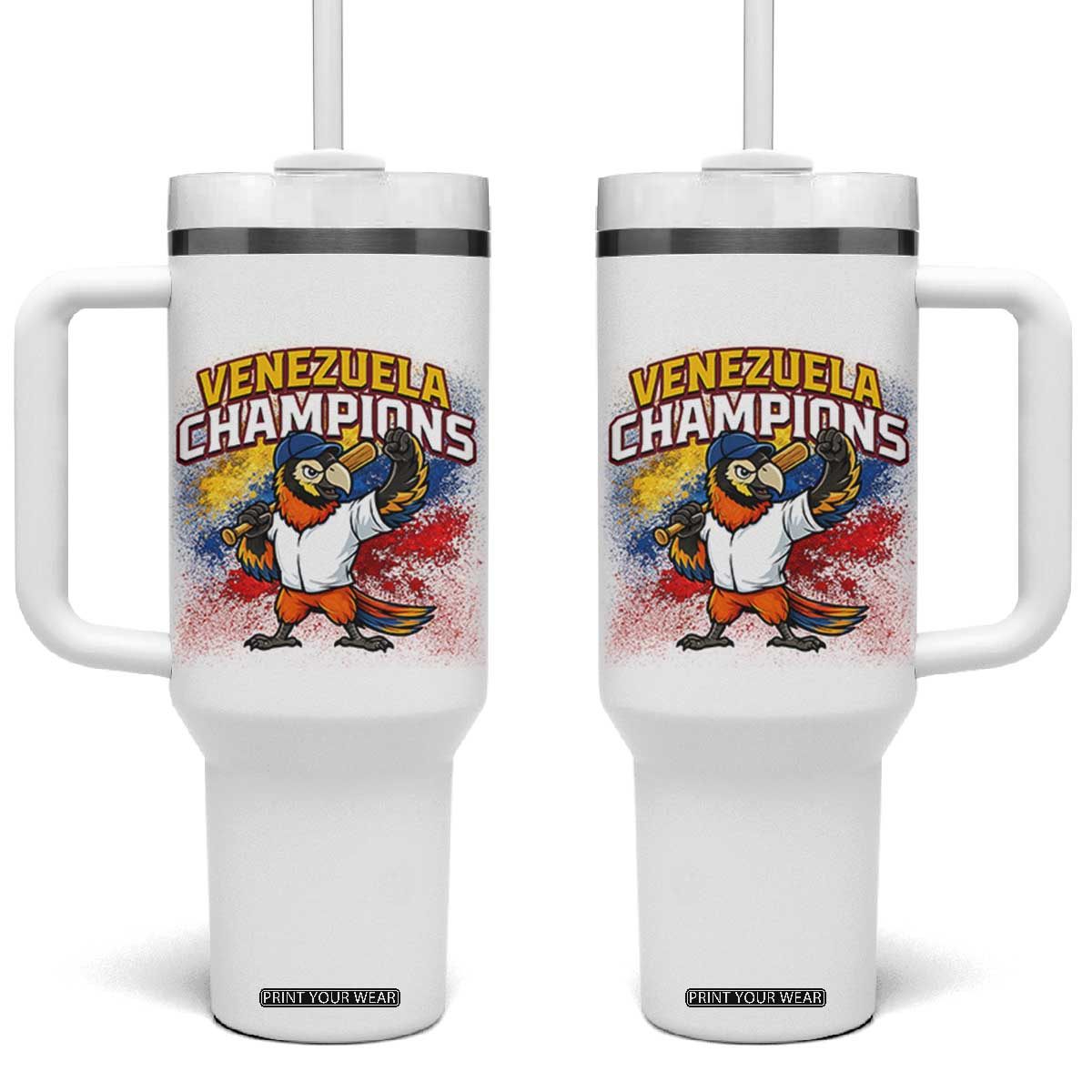 Venezuela Baseball Champions Tumbler With Handle Troupial Bird Patriotic Pride TS12 One Size: 40 oz White Print Your Wear
