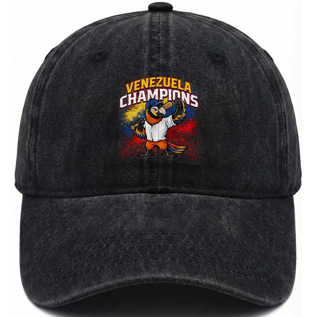 Venezuela Baseball Champions Washed Cotton Baseball Cap Troupial Bird Patriotic Pride TS12 Print Your Wear