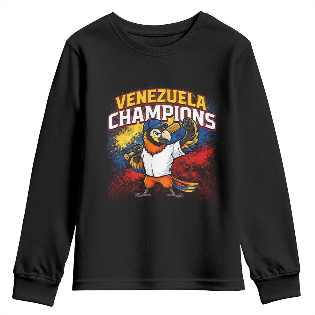 Venezuela Baseball Champions Youth Sweatshirt Troupial Bird Patriotic Pride TS12 Black Print Your Wear