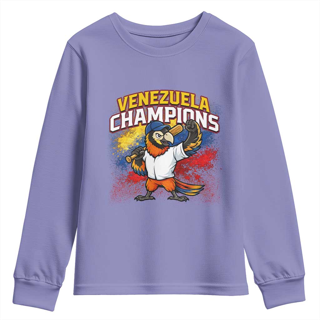 Venezuela Baseball Champions Youth Sweatshirt Troupial Bird Patriotic Pride TS12 Violet Print Your Wear