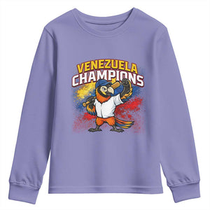 Venezuela Baseball Champions Youth Sweatshirt Troupial Bird Patriotic Pride TS12 Violet Print Your Wear