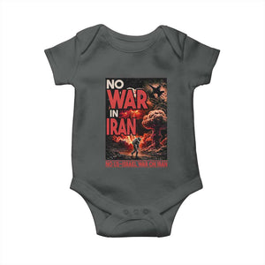 No US Israel War On Iran Baby Onesie Peace Not War TS12 Dark Heather Print Your Wear