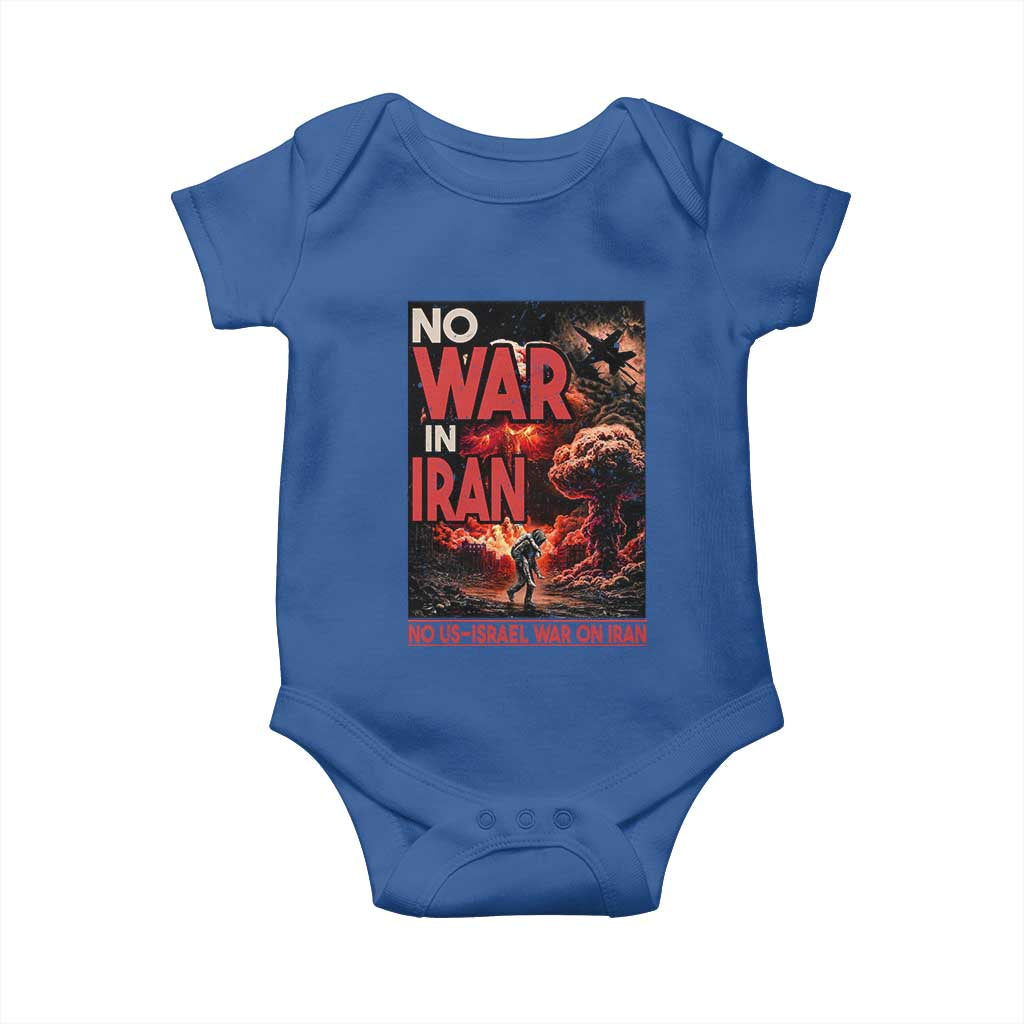 No US Israel War On Iran Baby Onesie Peace Not War TS12 Royal Blue Print Your Wear