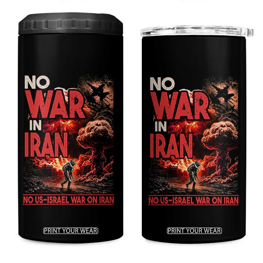 No US Israel War On Iran 4 in 1 Can Cooler Tumbler Peace Not War TS12 One Size: 16 oz Black Print Your Wear