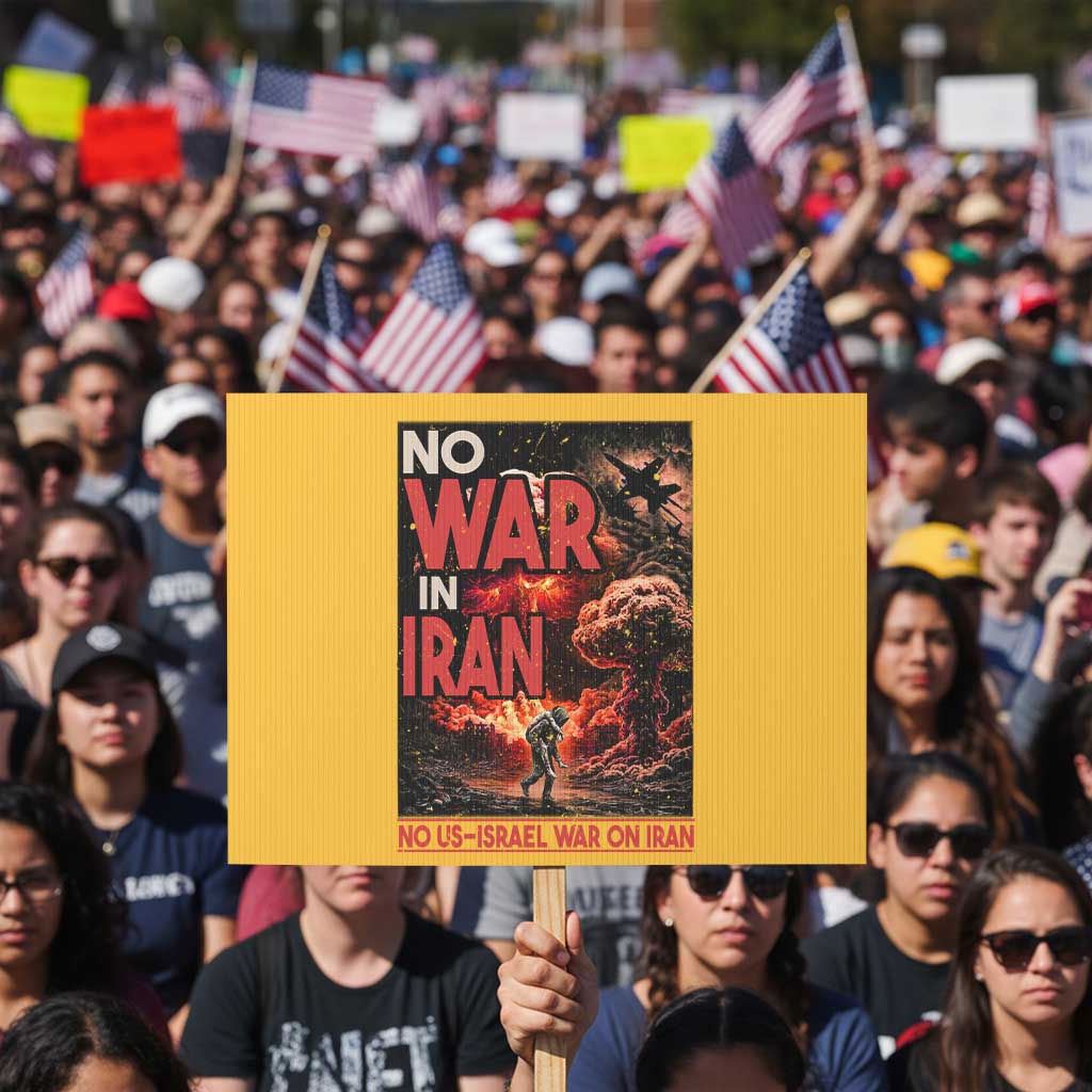 No US Israel War On Iran Protest Sign Peace Not War TS12 Horizontal 18