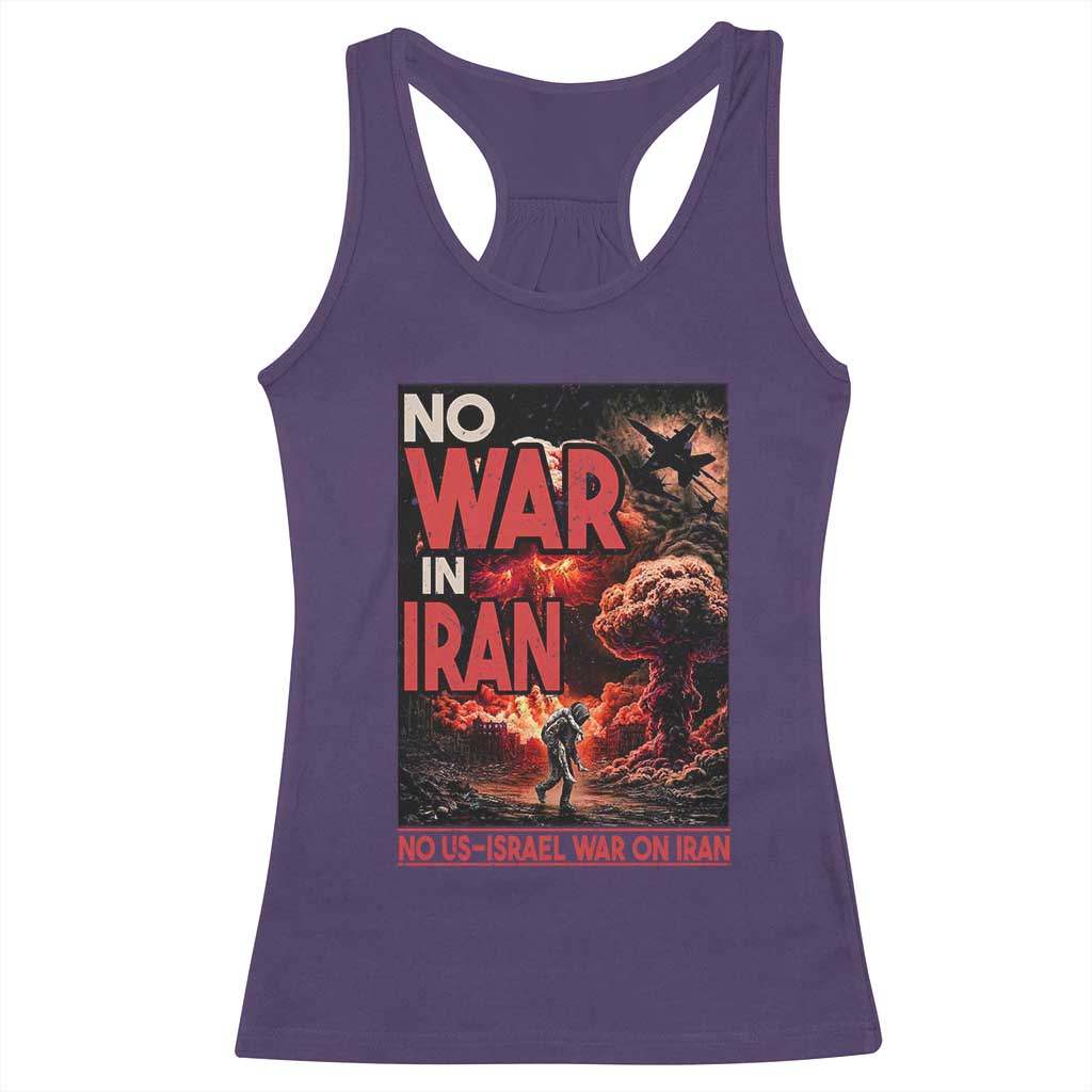 No US Israel War On Iran Racerback Tank Top Peace Not War TS12 Purple Print Your Wear