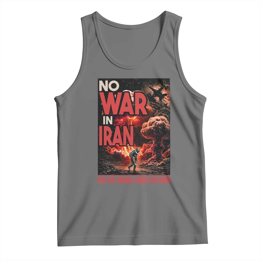 No US Israel War On Iran Tank Top Peace Not War TS12 Black Heather Print Your Wear