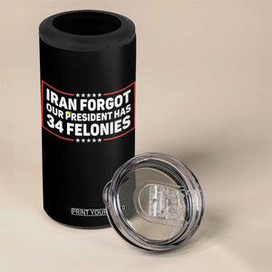 Iran Forgot Our President Has 34 Felonies 4 in 1 Can Cooler Tumbler Political Protest TS12 Print Your Wear
