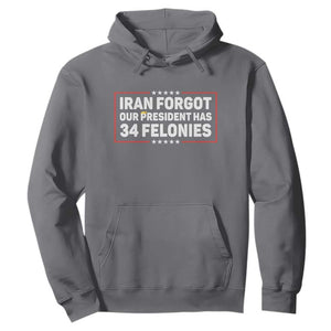 Iran Forgot Our President Has 34 Felonies Hoodie Political Protest TS12 Charcoal Print Your Wear