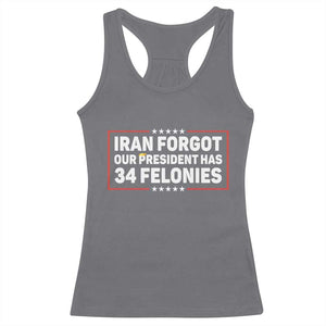 Iran Forgot Our President Has 34 Felonies Racerback Tank Top Political Protest TS12 Charcoal Print Your Wear