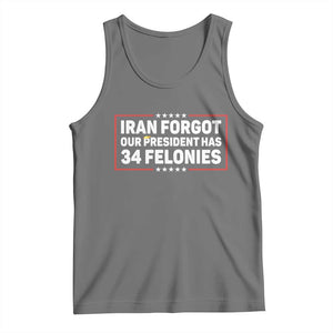 Iran Forgot Our President Has 34 Felonies Tank Top Political Protest TS12 Black Heather Print Your Wear