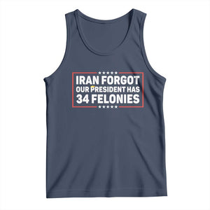 Iran Forgot Our President Has 34 Felonies Tank Top Political Protest TS12 Navy Print Your Wear