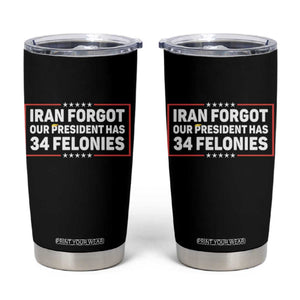 Iran Forgot Our President Has 34 Felonies Tumbler Cup Political Protest TS12 Black Print Your Wear
