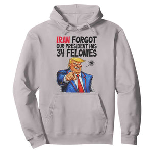 Iran Forgot Our President Has 34 Felonies Hoodie Funny Political Satire TS12 Ice Gray Print Your Wear