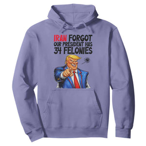 Iran Forgot Our President Has 34 Felonies Hoodie Funny Political Satire TS12 Violet Print Your Wear