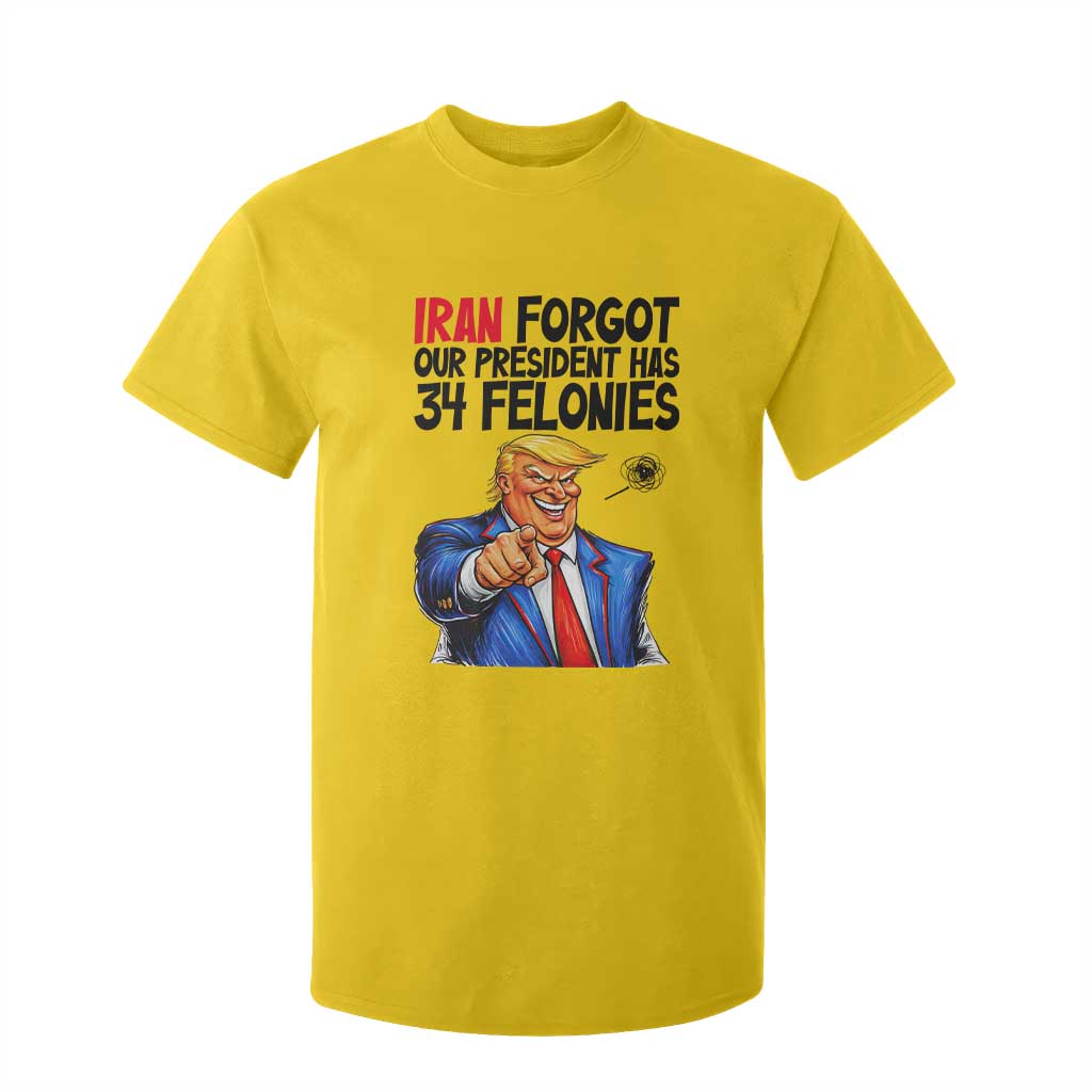 Iran Forgot Our President Has 34 Felonies T Shirt For Kid Funny Political Satire TS12 Daisy Print Your Wear