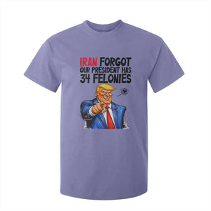 Iran Forgot Our President Has 34 Felonies T Shirt For Kid Funny Political Satire TS12 Violet Print Your Wear