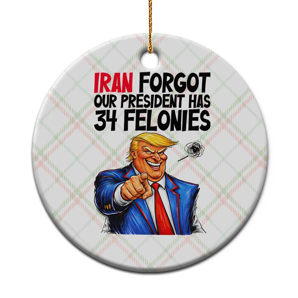 Iran Forgot Our President Has 34 Felonies Ceramic Ornament Funny Political Satire TS12 1pc Christmas Plaid Print Your Wear