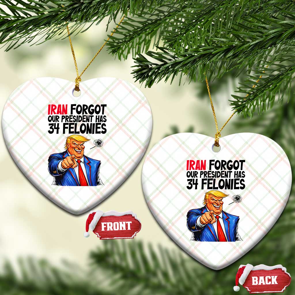 Iran Forgot Our President Has 34 Felonies Ceramic Ornament Funny Political Satire TS12 Print Your Wear
