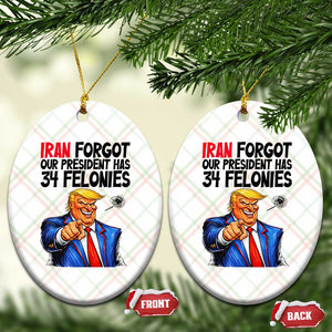 Iran Forgot Our President Has 34 Felonies Ceramic Ornament Funny Political Satire TS12 Print Your Wear
