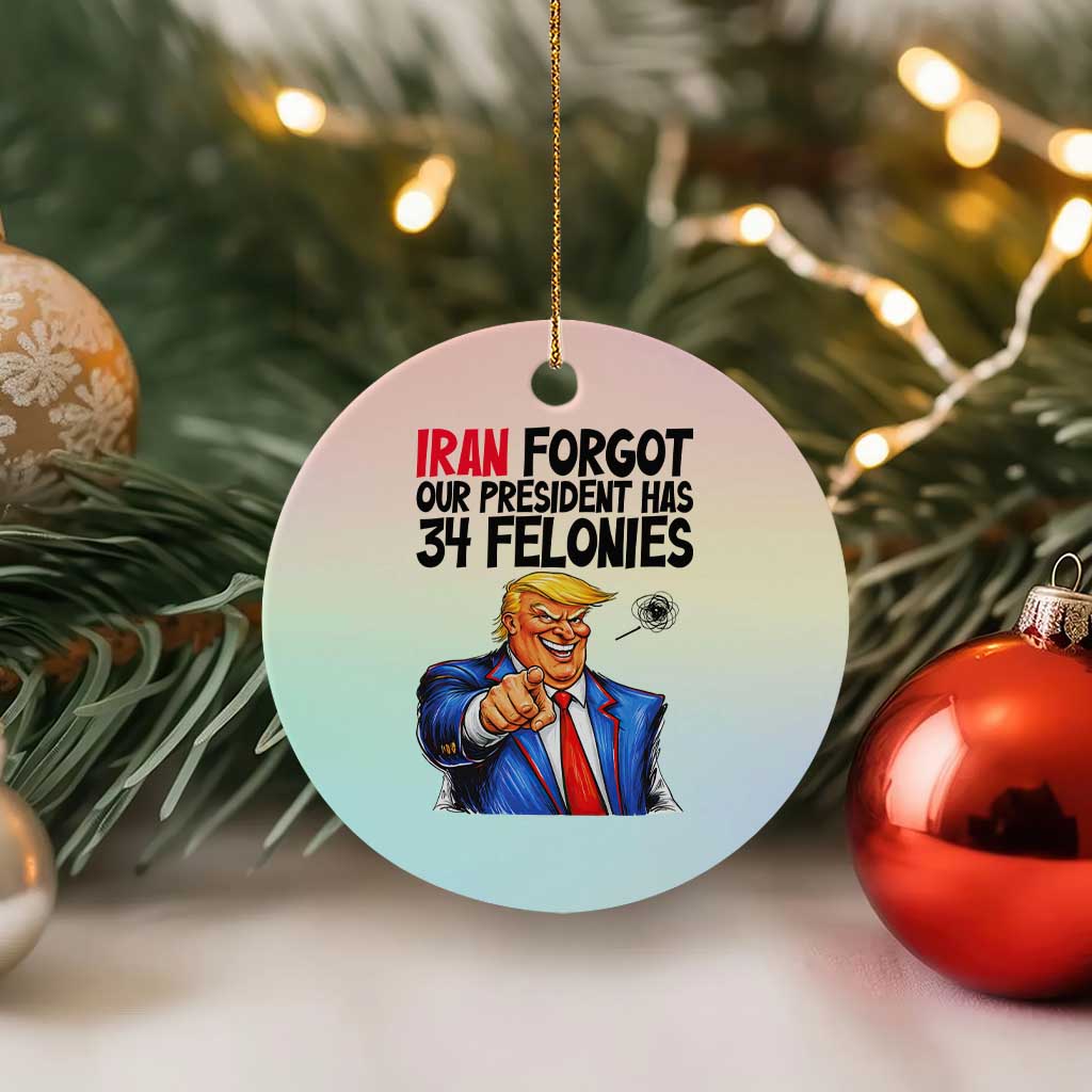 Iran Forgot Our President Has 34 Felonies Ceramic Ornament Funny Political Satire TS12 1pc Pastel Print Your Wear
