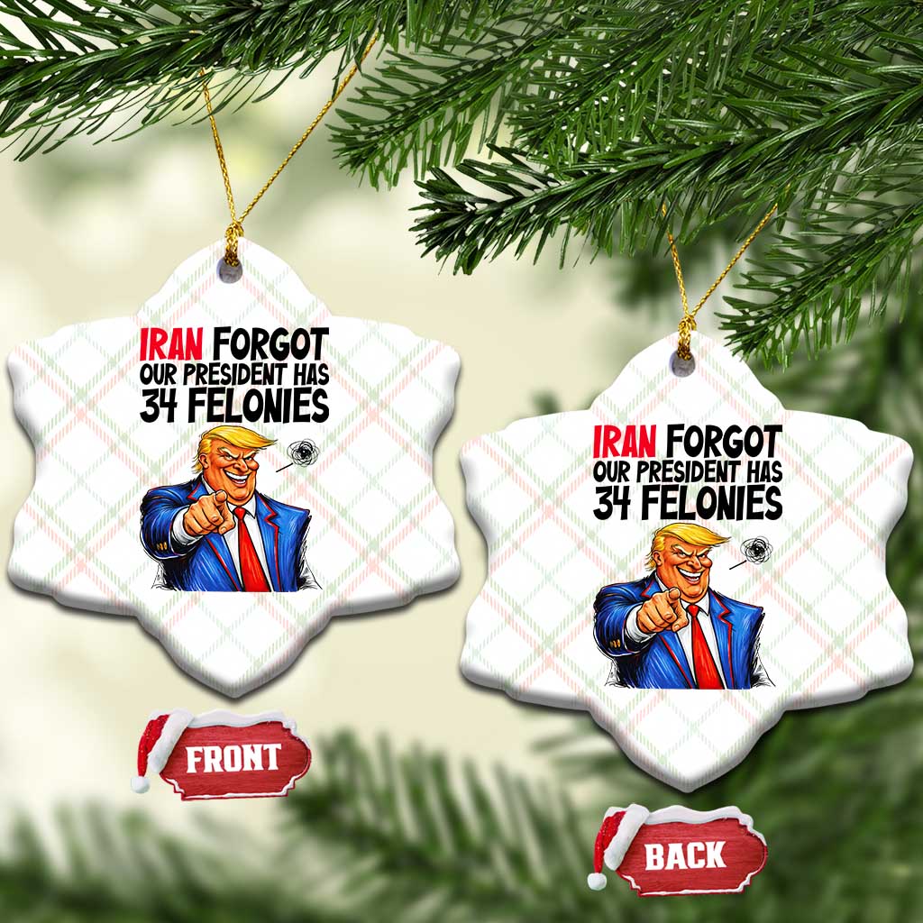 Iran Forgot Our President Has 34 Felonies Ceramic Ornament Funny Political Satire TS12 Print Your Wear