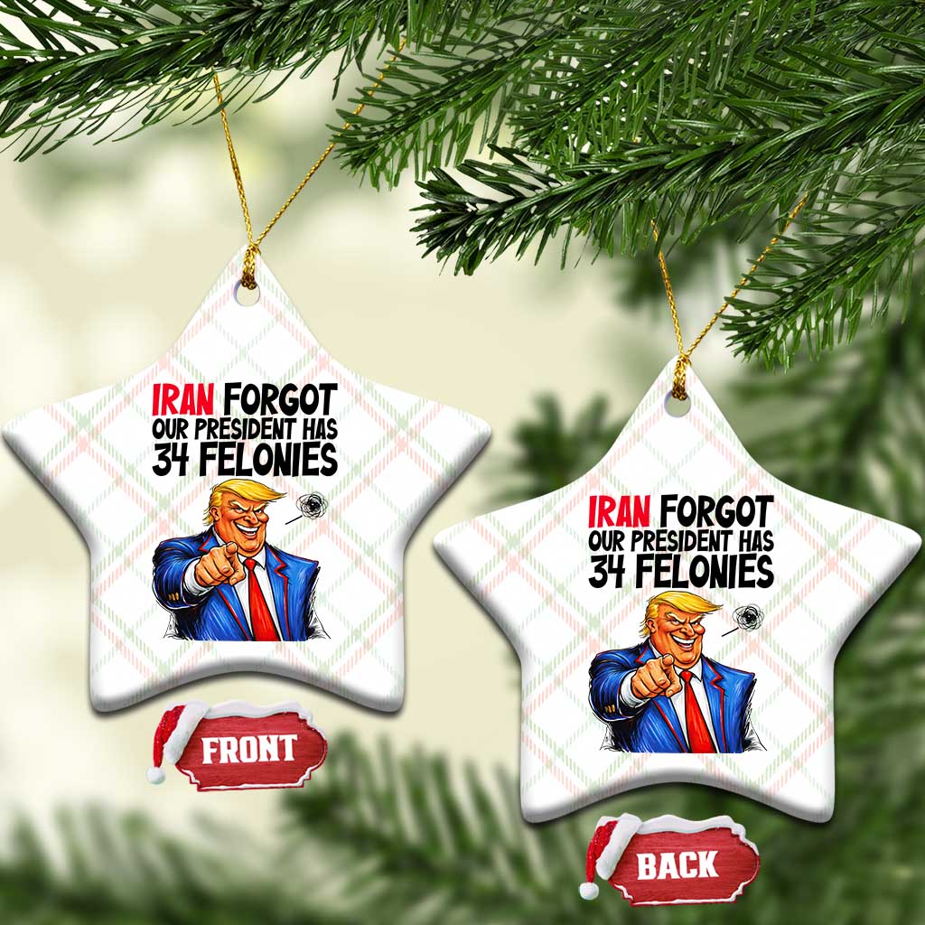 Iran Forgot Our President Has 34 Felonies Ceramic Ornament Funny Political Satire TS12 Print Your Wear