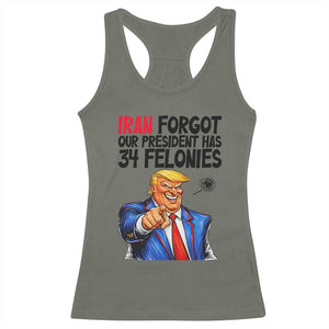 Iran Forgot Our President Has 34 Felonies Racerback Tank Top Funny Political Satire TS12 Military Green Print Your Wear