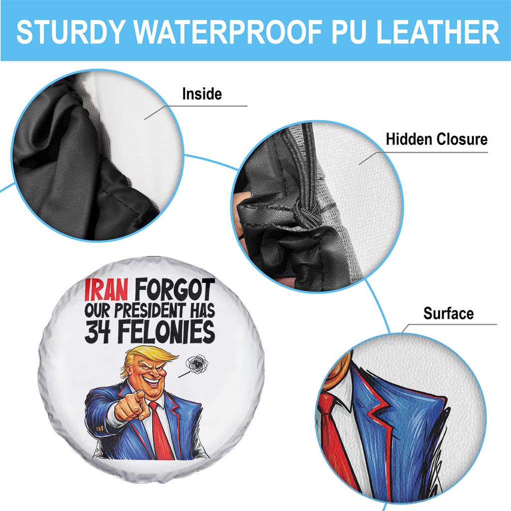 Iran Forgot Our President Has 34 Felonies Spare Tire Cover Funny Political Satire TS12 Print Your Wear