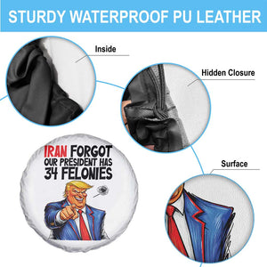 Iran Forgot Our President Has 34 Felonies Spare Tire Cover Funny Political Satire TS12 Print Your Wear