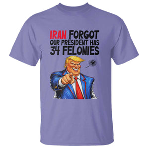 Iran Forgot Our President Has 34 Felonies T Shirt Funny Political Satire TS12 Violet Print Your Wear