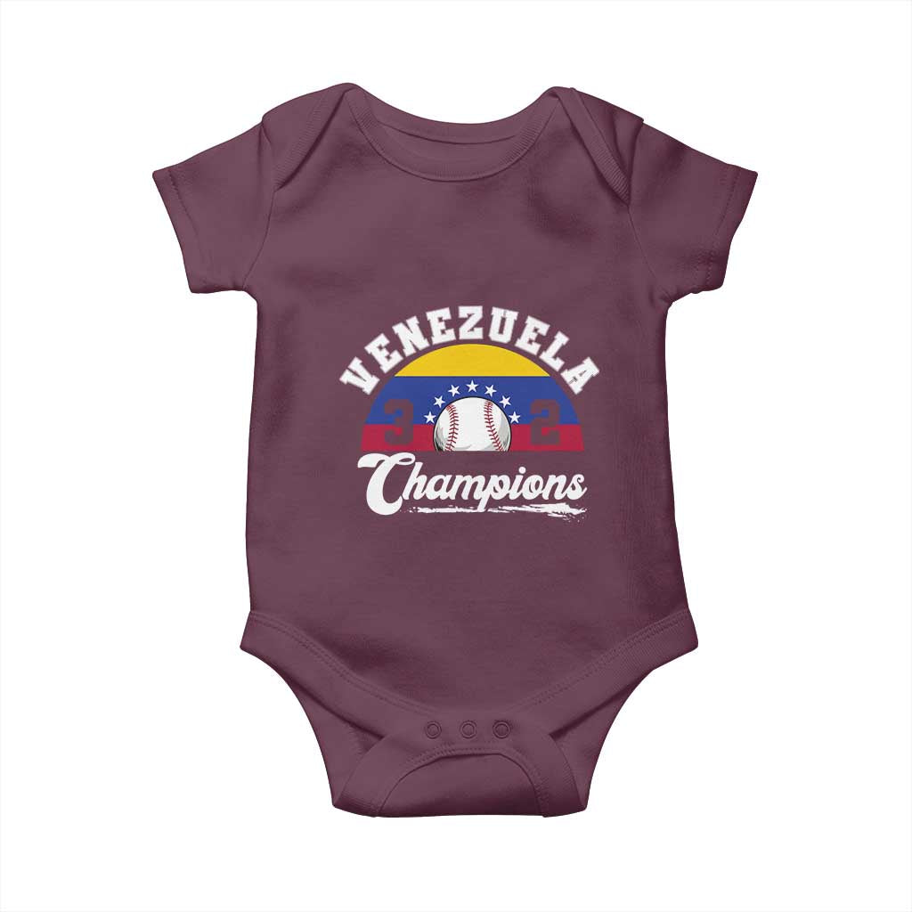 Venezuela 2026 Champions Baby Onesie Vintage 7 Stars Flag Baseball Pride